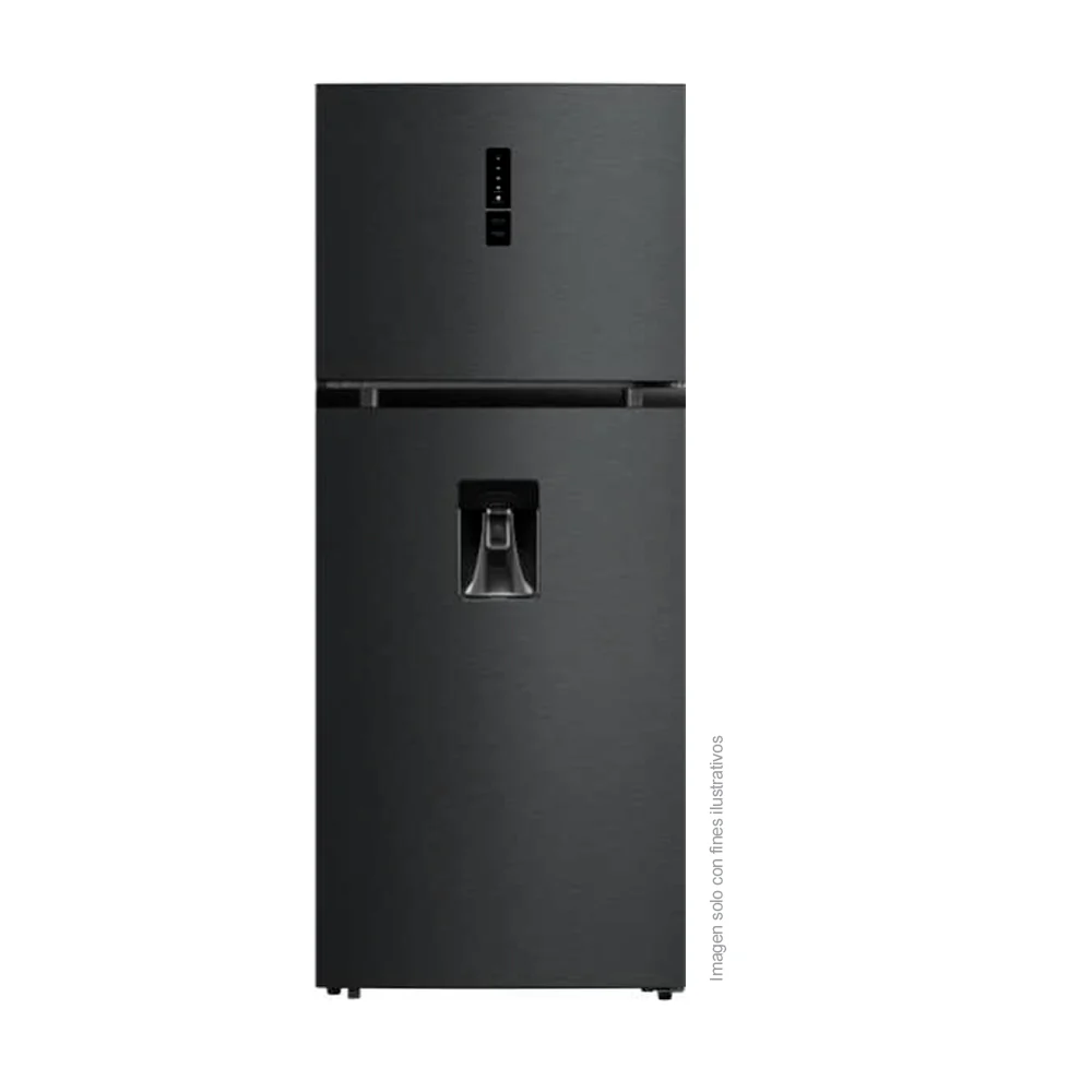 Refrigeradora 14.4 pc RF-NV415LSS Mystic Top Mount, Inverter, No Frost, color gris nublado, dispensador de agua, control electrónico de temperatura