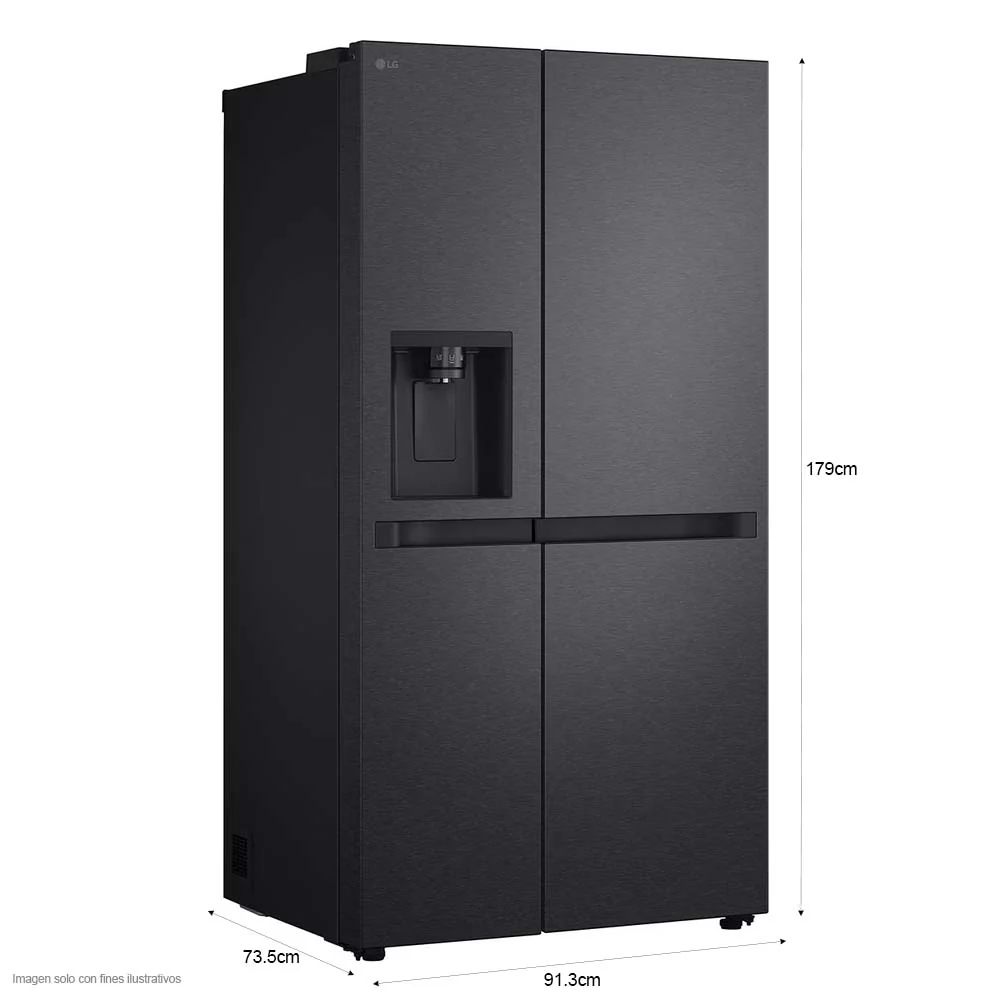 Refrigeradora 22pc Side By Side VS25LQIK de LG, color negro mate Smart inverter dispensador de agua - Image 4