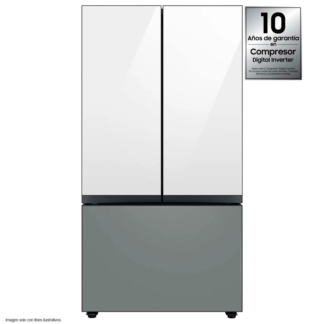 Refrigeradora 24pc Bespoke 3 Door FDR, RF24BB62006MAP Samsung, centro bebida, Wifi, color blanco + gris