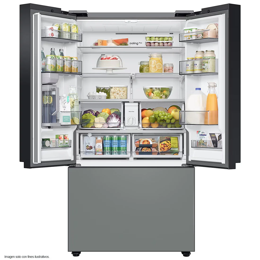 Refrigeradora 24pc Bespoke 3 Door FDR, RF24BB62006MAP Samsung, centro bebida, Wifi, color blanco + gris - Image 4