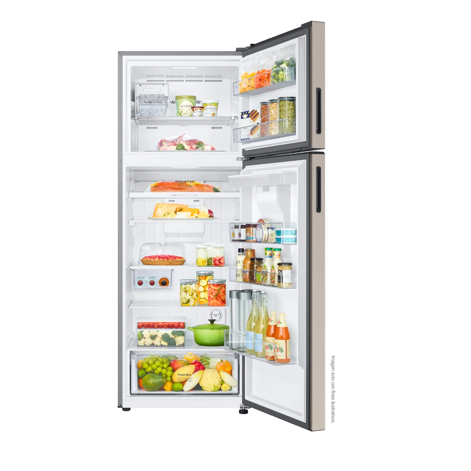 Refrigeradora 18 pc RT53DB6754ETAP Samsung, Top Mount bespoke beige WiFi inteligente integrado dispensador de agua - Image 4