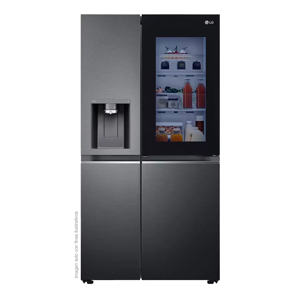 Refrigeradora Side By Side 22pc, VS25XHWCB, LG InstaView negro matte, metal decoration, Door Coolong, ThinQ