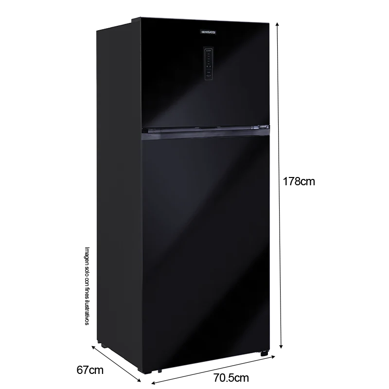 Refrigeradora Top Mount 14.8pc NRF-419GSMH Nisato, acabado vidrio negro, No Frost - Image 2