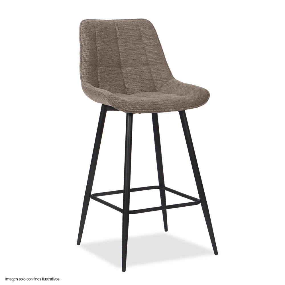 Silla de bar modelo ORIA CB-060, tela color chocolate y estructura de metal - Image 2