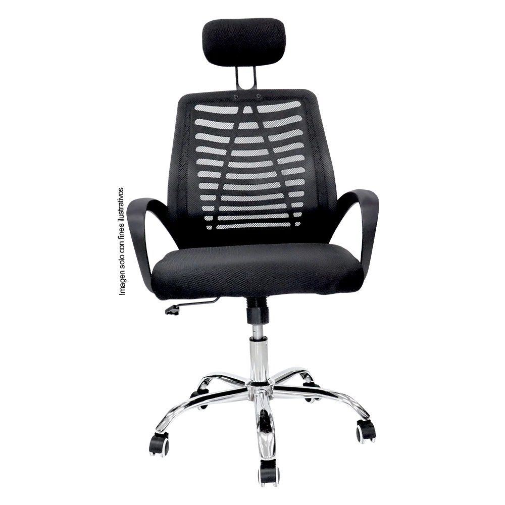 Silla de oficina 853-ERGON color negro base de metal cromado. - Image 2