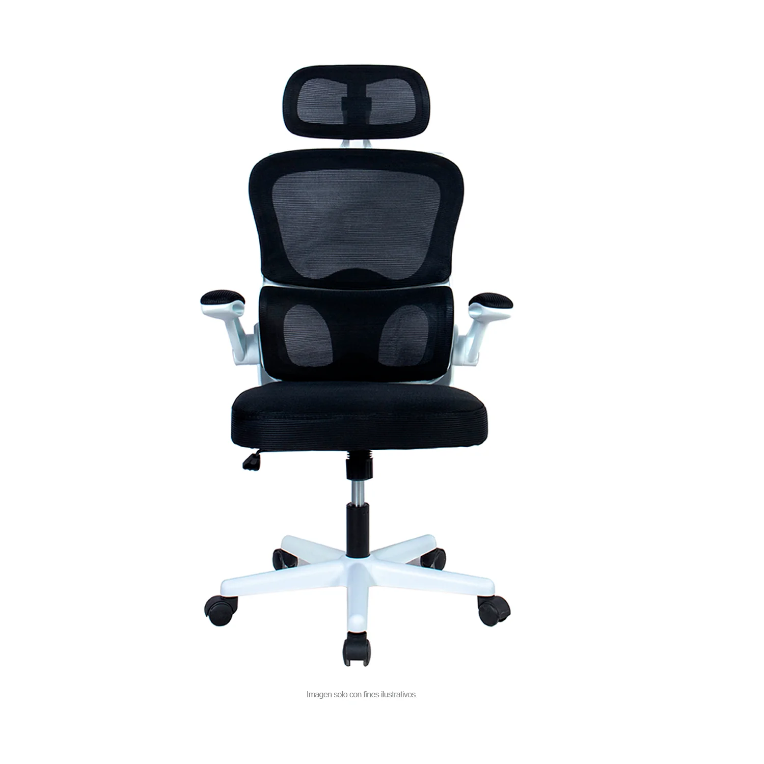 Silla de oficina 925, respaldo de malla, color negro y blanco - Image 2