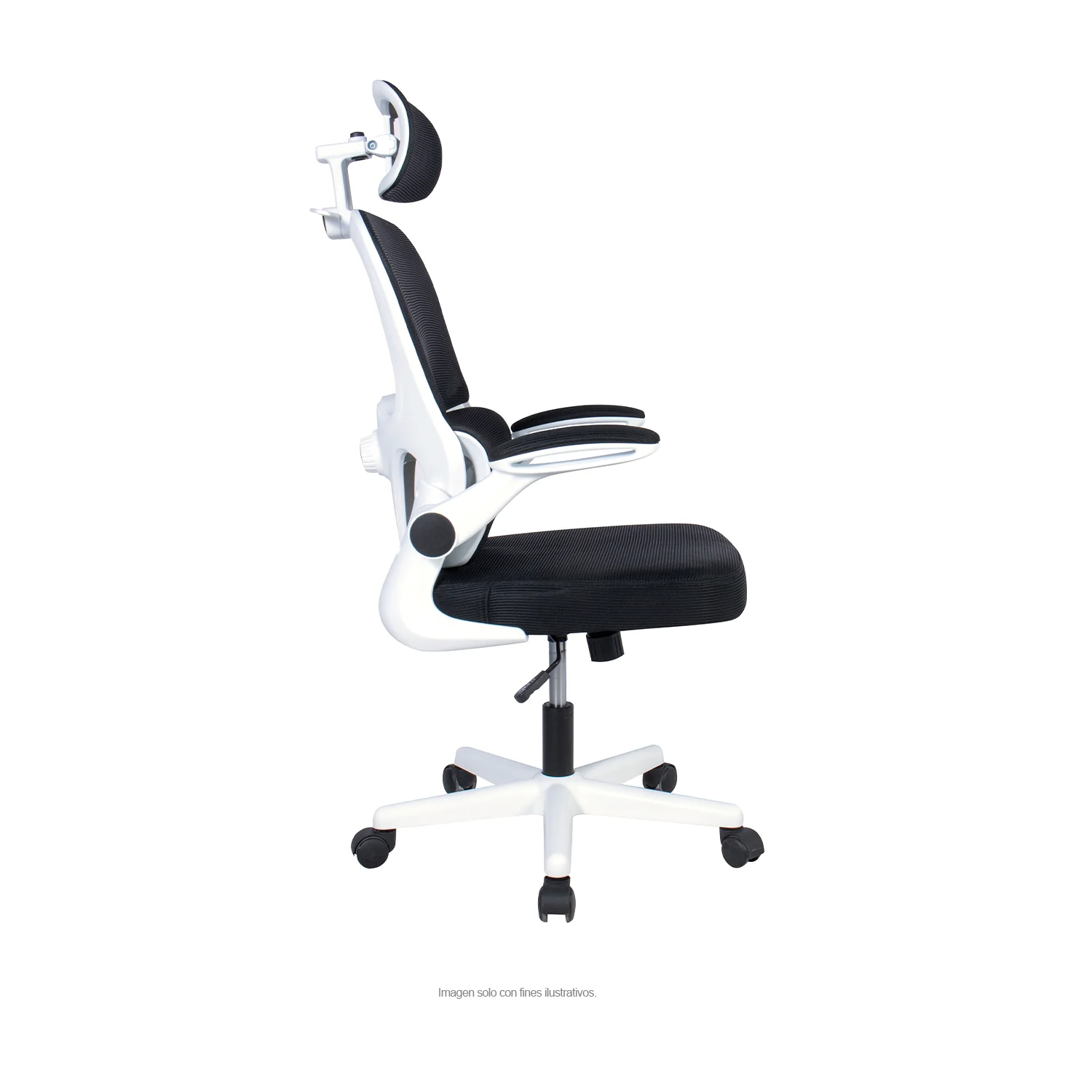 Silla de oficina 925, respaldo de malla, color negro y blanco - Image 3