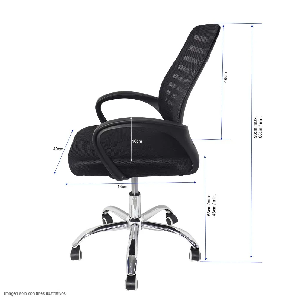 Silla de oficina FC-32 base cromada ruedas plásticas. - Image 4