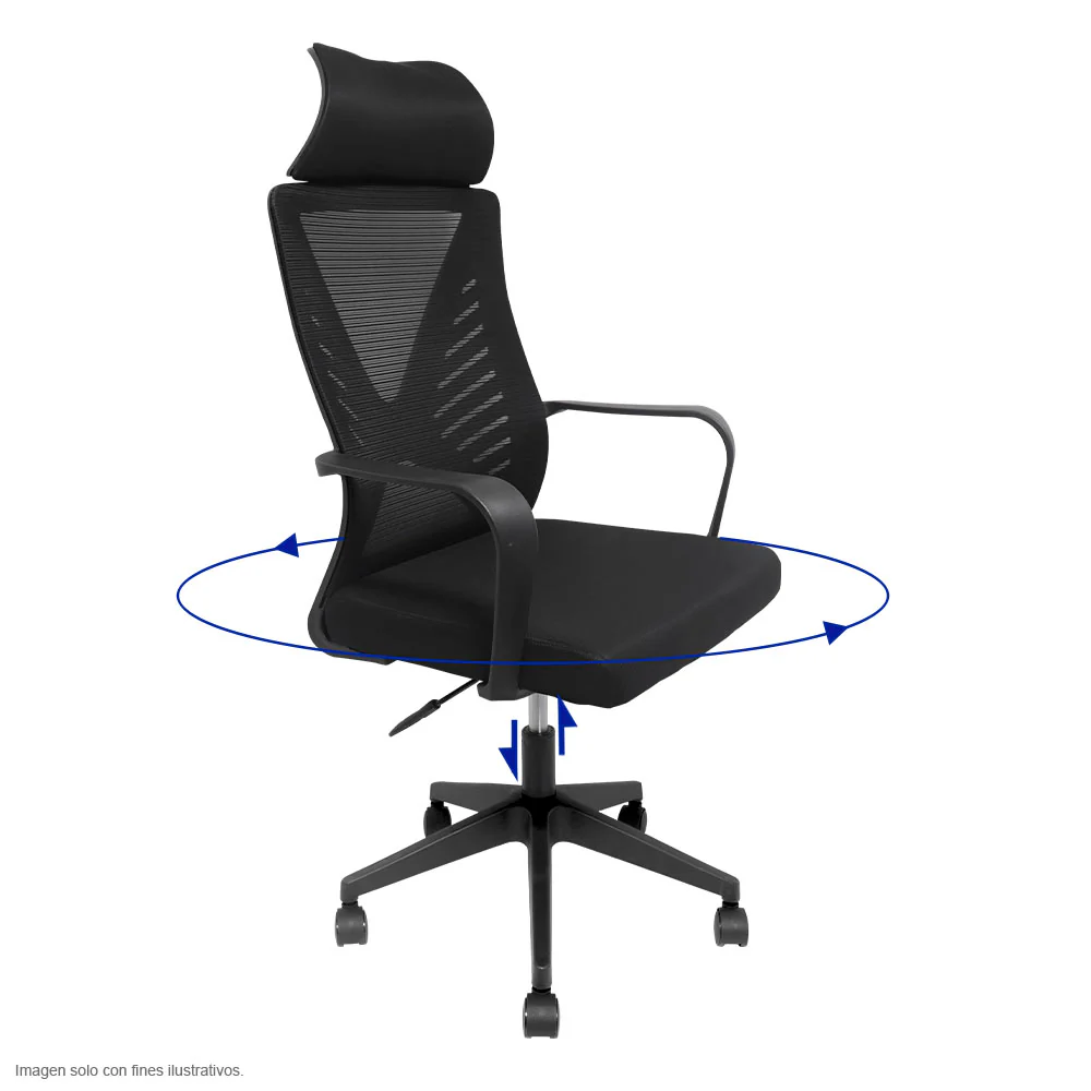 Silla de oficina FC-52 base negra plástico resistente ruedas de 360° - Image 2