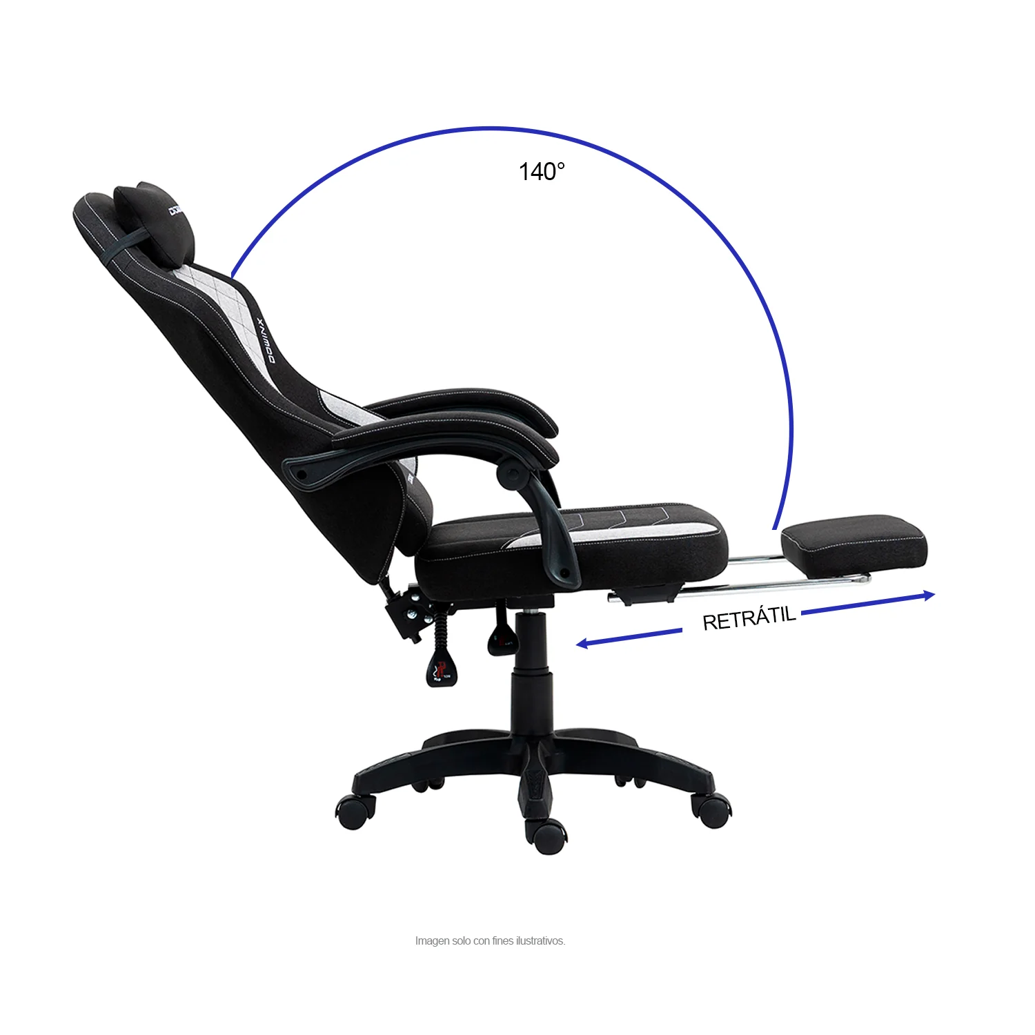 Silla Gaming LS-D1147 con reposapiés, color negro / gris - Image 5