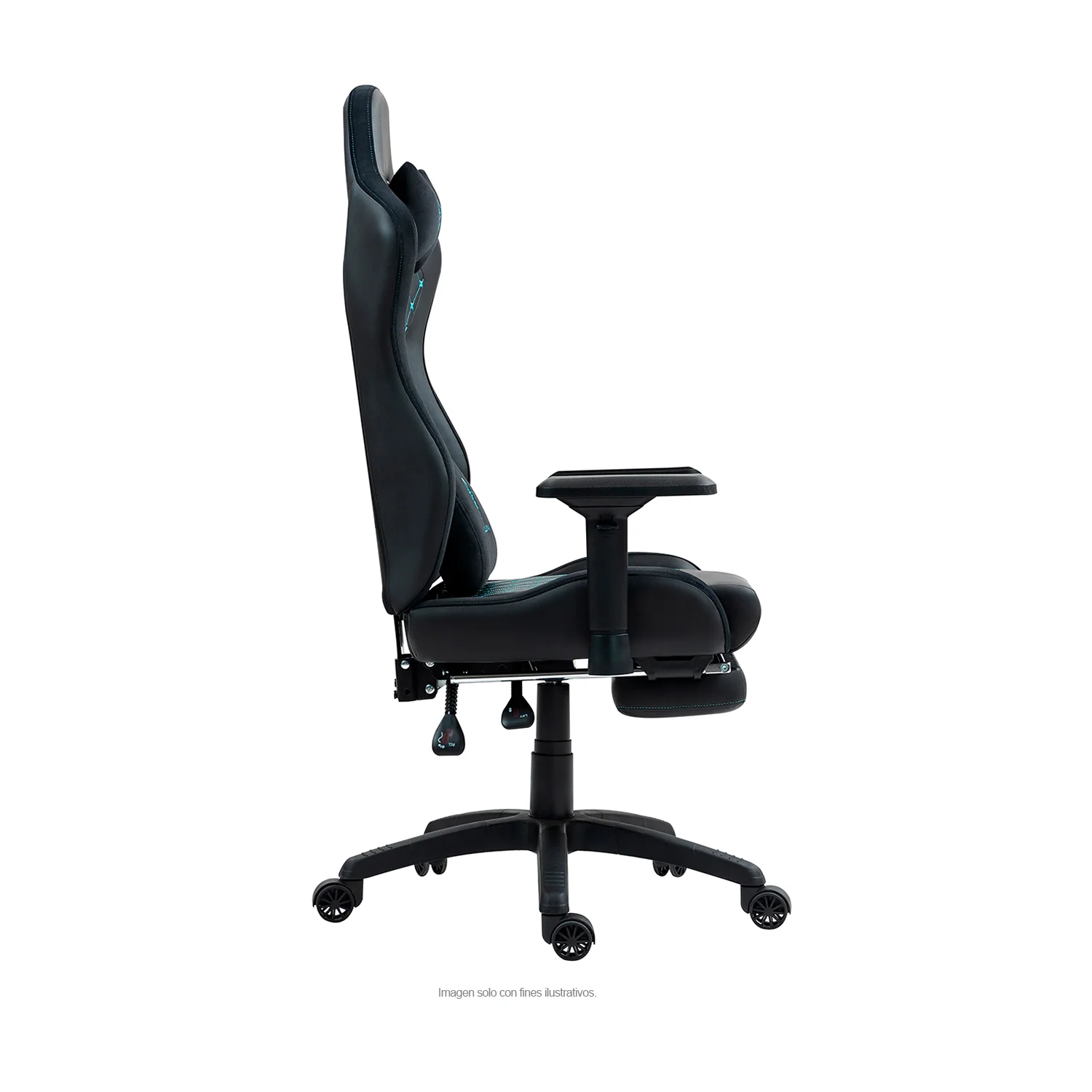 Silla Gaming LS-D1157 color negro detalles en verde, con reposapiés. - Image 3