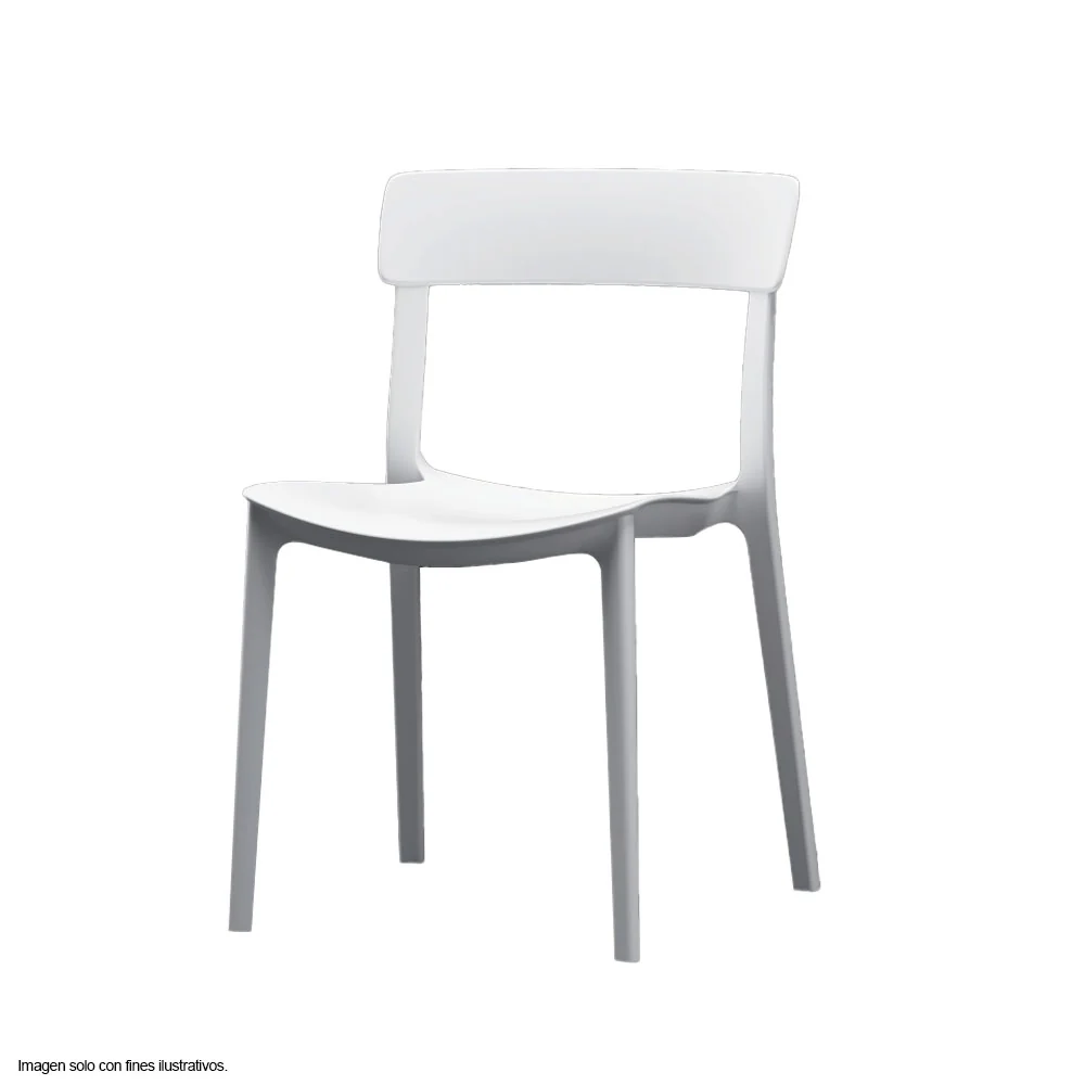 Silla plástica F15 respaldo liso, color blanco