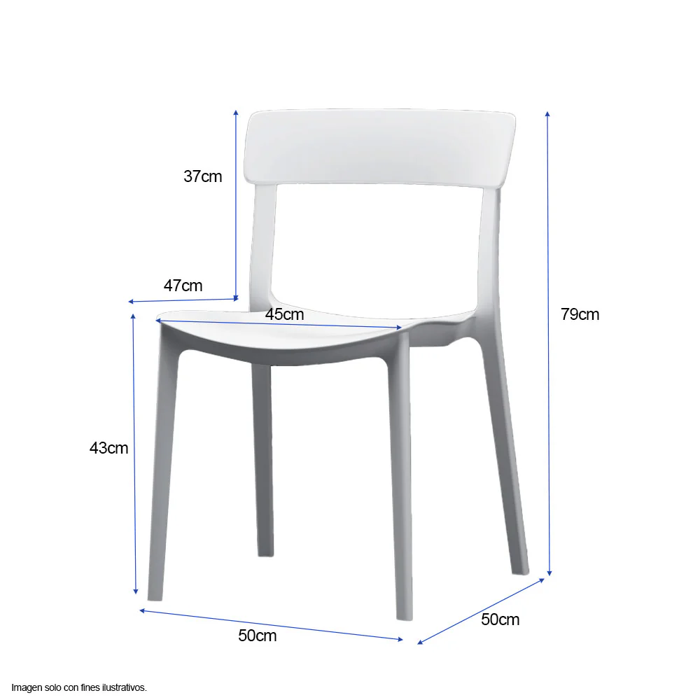 Silla plástica F15 respaldo liso, color blanco - Image 4