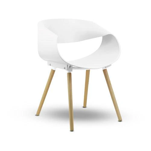 SILLA PLASTICA MODELO SL-7064, COLOR BLANCO, MEDIDAS 55*47*75 CM, ASIENTO DE POLIPROPILENO Y PATAS DE MADERA - Image 2