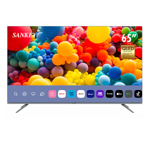 Televisor de 65" CLEDQ-65WD2 Sankey, Diseño sin marco super delgado, TV inteligente sistema WebOs