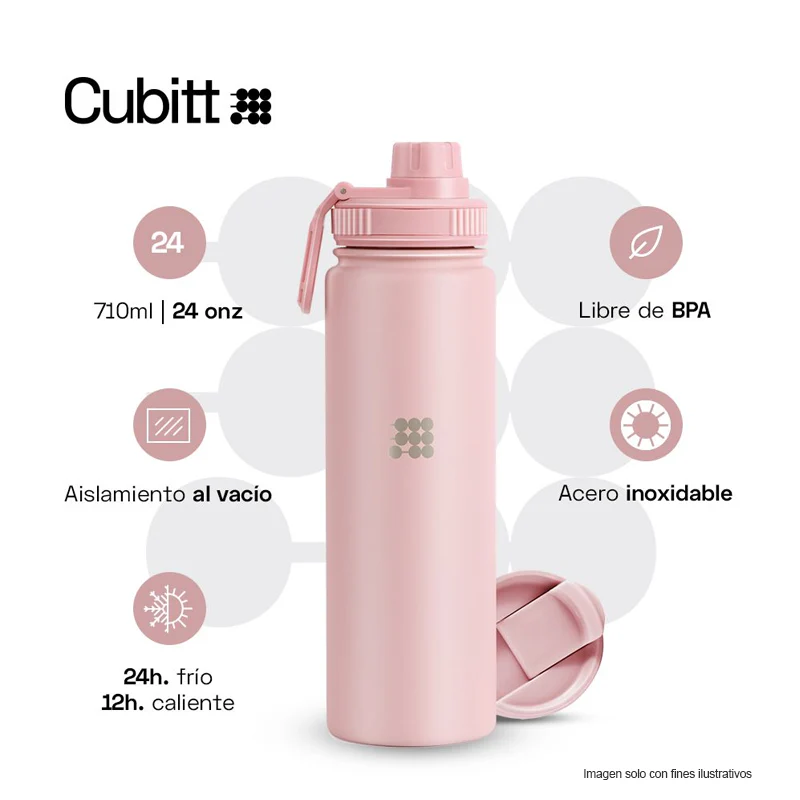 Termo para agua, 24 oz, CTHB24-5, Cubitt, acero inoxidable, rosado - Image 2