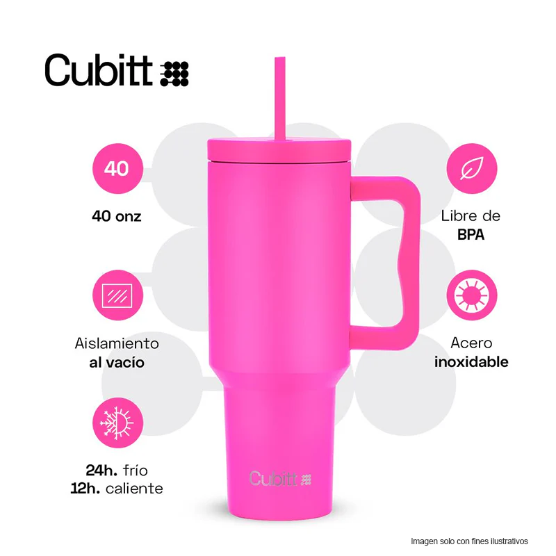 Termo para agua, 40 oz, CT-TUMB5F, Cubitt, acero inoxidable, fucsia - Image 4