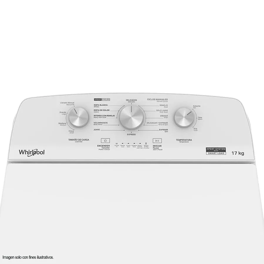 Lavadora 17kg 8MWTW1713MJQ Whirlpool, carga superior tambor acero inoxidable - Image 2
